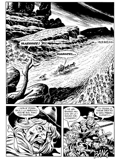Una tavola di Alessandro Piccinelli da "I tre fratelli Bill", Maxi Tex n.27. Testi di Mauro Boselli.