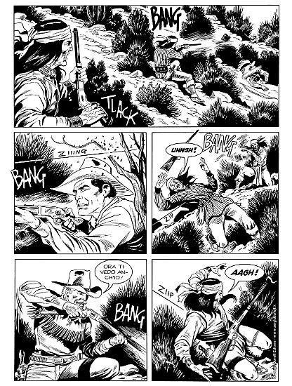 Una tavola di Alessandro Piccinelli da "I tre fratelli Bill", Maxi Tex n.27. Testi di Mauro Boselli.