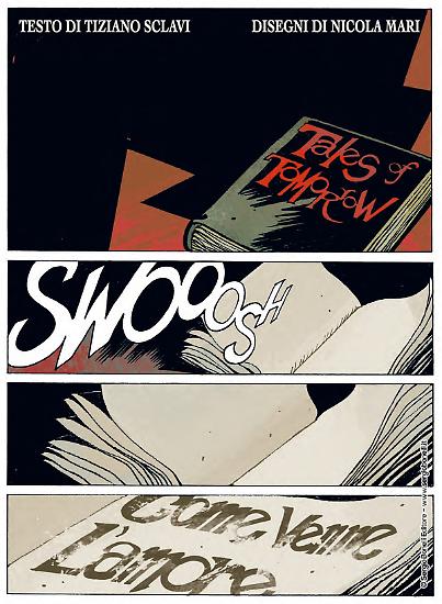 Una tavola di Nicola Mari da "Dylan Dog. I racconti di domani - Della morte e del cielo". Testi di Tiziano Sclavi.