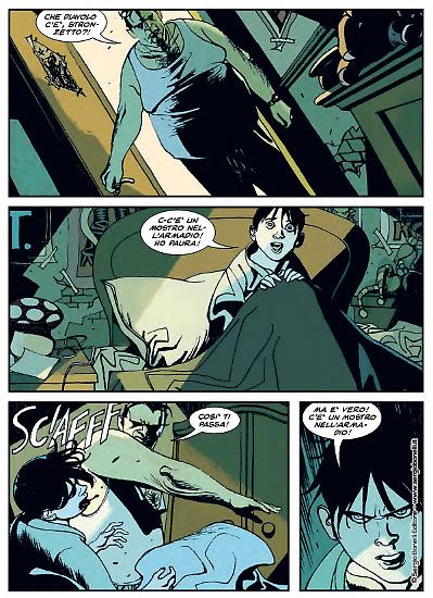 Una tavola di Nicola Mari da "Dylan Dog. I racconti di domani - Della morte e del cielo". Testi di Tiziano Sclavi.