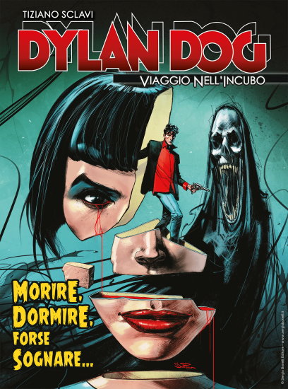 La copertina inedita di Dylan Dog. Viaggio nell'Incubo n.66 "Morire, dormire, forse sognare...", realizzata da Davide Furnò.