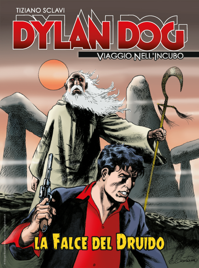 La copertina inedita di Dylan Dog. Viaggio nell'Incubo n.71 "La falce del druido", realizzata da Giampiero Casertano.