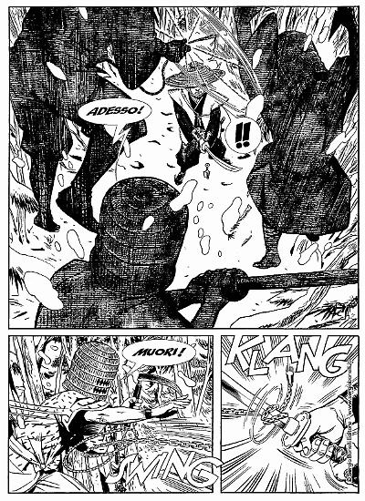 Una tavola di Andrea Accardi da "Chanbara. La redenzione del samurai". Testi di Roberto Recchioni.