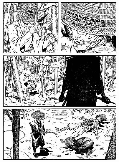 Una tavola di Andrea Accardi da "Chanbara. La redenzione del samurai". Testi di Roberto Recchioni.