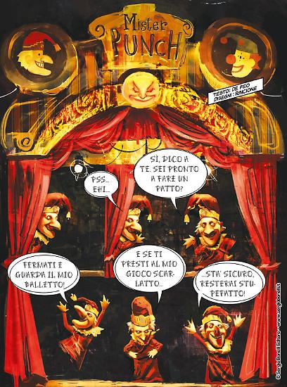 Una tavola di Giulio Rincione da "Mister Punch", Dylan Dog Color Fest n. 36. Testi di Giovanni De Feo.