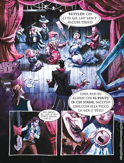 Una tavola di Giulio Rincione da "Mister Punch", Dylan Dog Color Fest n. 36. Testi di Giovanni De Feo.