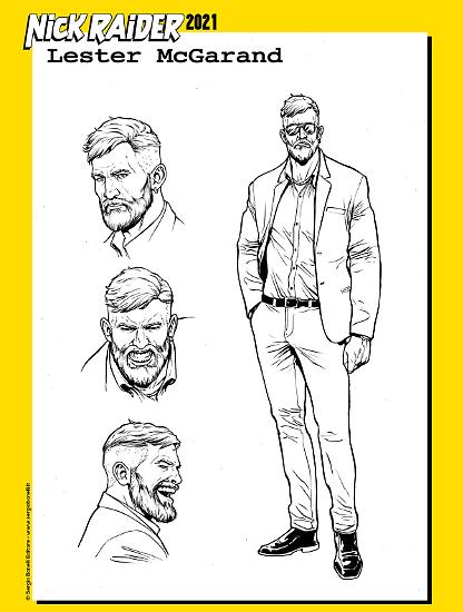 Nick Raider 2021 - Studio per il personaggio di Lester McGarand realizzato da Rosario Raho