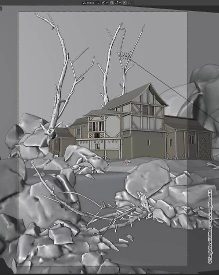 Una costruzione 3D fatta da Luca Malisan per la casa di Alben nel bosco.