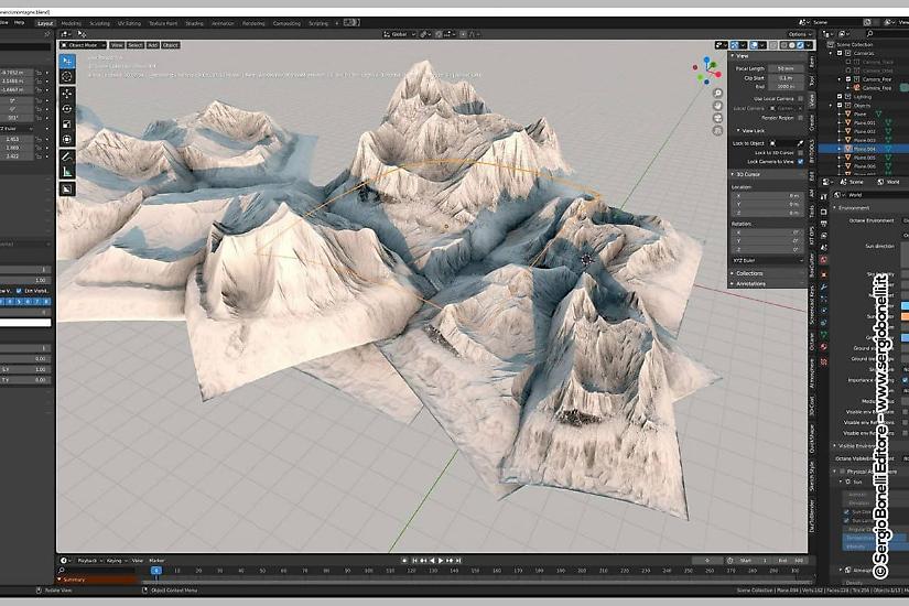 Una veduta delle montagne in 3D creata da Luca Malisan.
