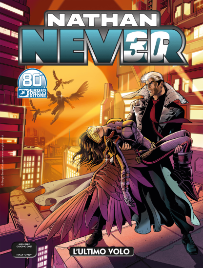 Nathan Never 361 "L'ultimo volo", disponibile dal 17 giugno con in regalo l'albo con le copertine più amate dai lettori.