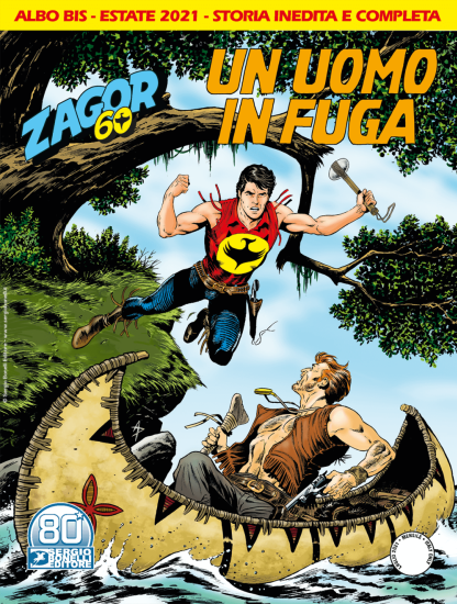 La copertina di Alessandro Piccinelli da "Un uomo in fuga", Zagor 672 Bis.