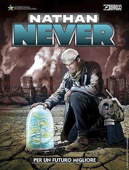 La copertina di Sergio Giardo per "Per un futuro migliore", il flip-book di Nathan Never 361 Bis.