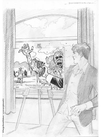 Versione definitiva delle matite di Paolo Bacilieri per la copertina di Dylan Dog Oldboy 10.