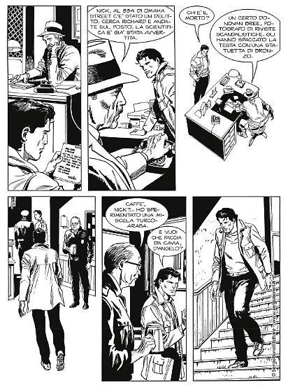 Una tavola di Giovanni Freghieri da "Trent'anni dopo", Nick Raider Le nuove indagini n.1. Testi di Claudio Nizzi.