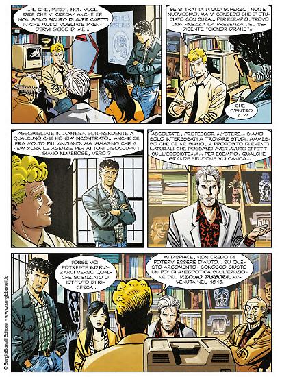 Una tavola di Fabio Grimaldi da "Nathan Never. Uniti per il pianeta". Testi di Bepi Vigna.