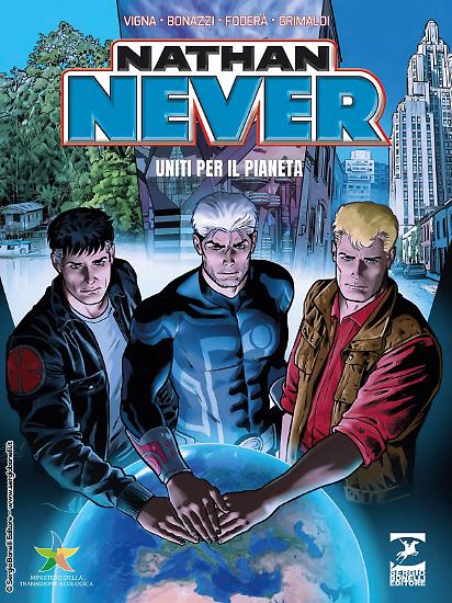La copertina di Sergio Giardo per "Nathan Never. Uniti per il pianeta".
