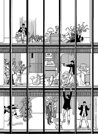 I retini applicati all'illustrazione di Giuseppe Montanari e Paolo Bacilieri.