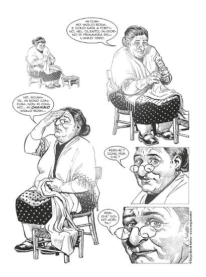 Una tavola da "Lo spirito giusto". Testi di Maurizio de Giovanni e Claudio Falco, disegni di Daniele Bigliardo.