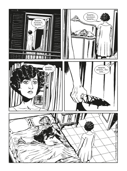 Una tavola di "Il vento cambia", testi di Maurizio de Giovanni e Paolo Terracciano, disegni di Alessandro Nespolino.