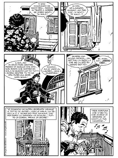 Una tavola di Alessandro Nespolino da "Ponte Sebastiano, asservirvi...", in Il commissario Ricciardi Magazine 2022. Testi di Sergio Brancato.