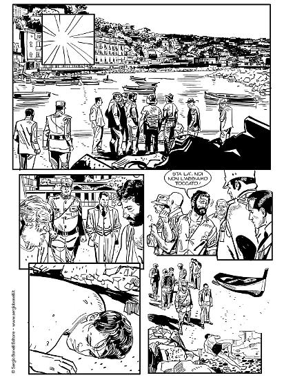 Una tavola di Luigi Siniscalchi da "Un caso senza importanza", in "Il commissario Ricciardi Magazine 2022". Testi di Paolo Terracciano.