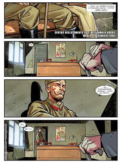 Una tavola di Davide Gianfelice da "Stalingrado", K-11 n.1. Testi di Matteo Casali.