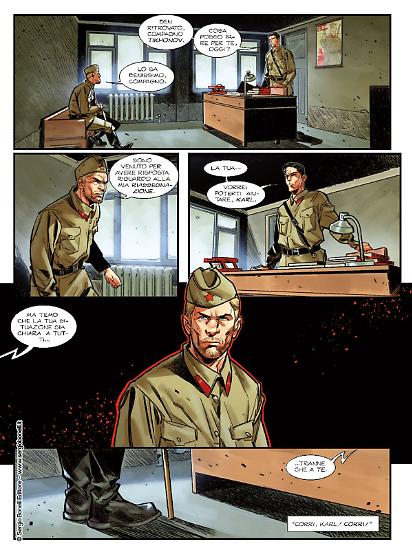 Una tavola di Davide Gianfelice da "Stalingrado", K-11 n.1. Testi di Matteo Casali.