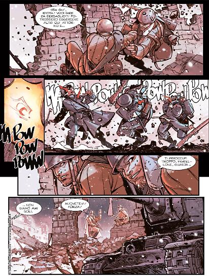 Una tavola di Davide Gianfelice da "Stalingrado", K-11 n.1. Testi di Matteo Casali.