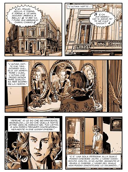 Una tavola di Luigi Siniscalchi da "Il commissario Ricciardi a fumetti: Anime di vetro". Testi di Maurizio de Giovanni e Claudio Falco.
