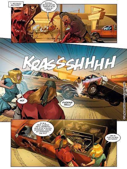 Una tavola di Alessio Moroni da "Il primo giorno", Zombicide 1. Testi di Luca Enoch e Stefano Vietti, colori di Paolo Francescutto.
