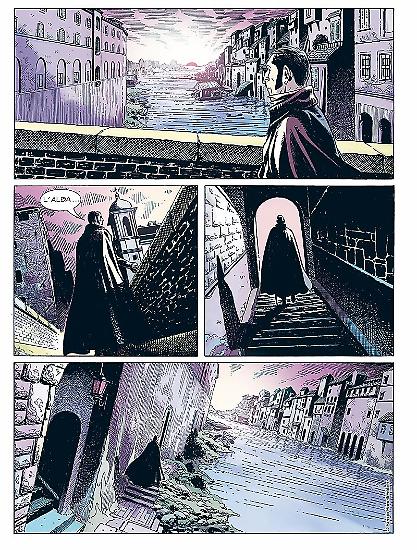 Una tavola di Matteo Mosca da "Mercurio Loi". Testi di Alessandro Bilotta.