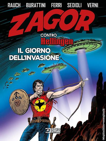 La copertina di Gallieno Ferri per "Zagor contro Hellingen. Il giorno dell'invasione".