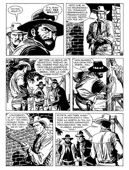 Una tavola di Giovanni Freghieri da "L'eredità del bandito", Tex 741 Bis.