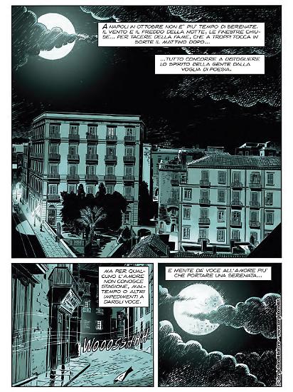 Una tavola di Alessandro Nespolino da "Il commissario Ricciardi. Serenata senza nome". Testi di Maurizio de Giovanni e Sergio Brancato.