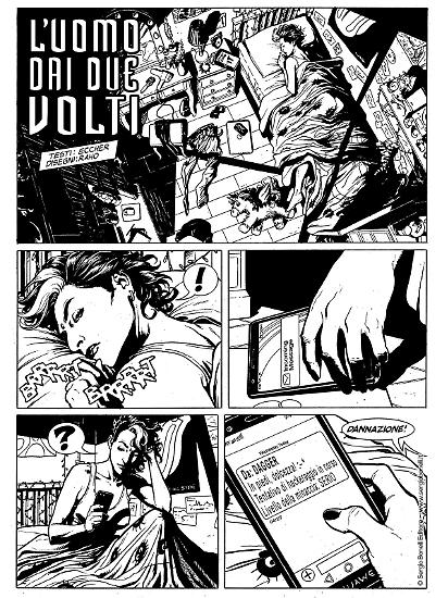 Una tavola di Rosario Raho da "L'uomo dai due volti", Nick Raider le nuove avventure 10. Testi di Giovanni Eccher.