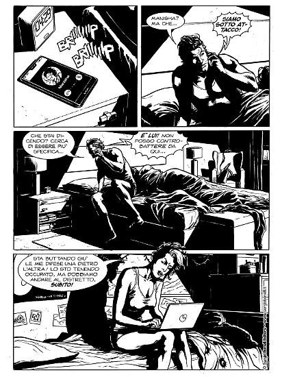 Una tavola di Rosario Raho da "L'uomo dai due volti", Nick Raider le nuove avventure 10. Testi di Giovanni Eccher.