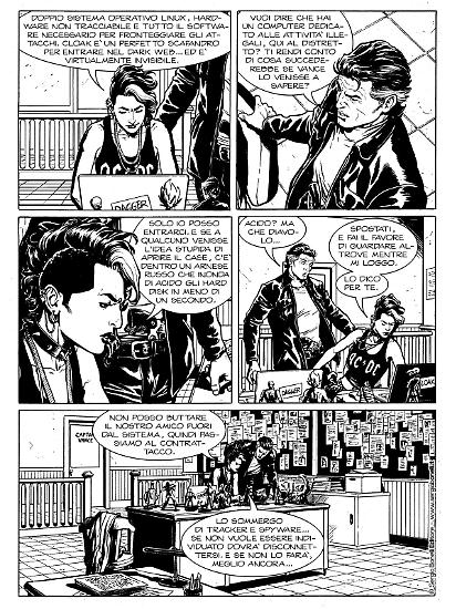 Una tavola di Rosario Raho da "L'uomo dai due volti", Nick Raider le nuove avventure 10. Testi di Giovanni Eccher.