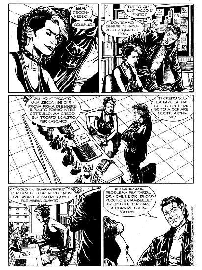 Una tavola di Rosario Raho da "L'uomo dai due volti", Nick Raider le nuove avventure 10. Testi di Giovanni Eccher.