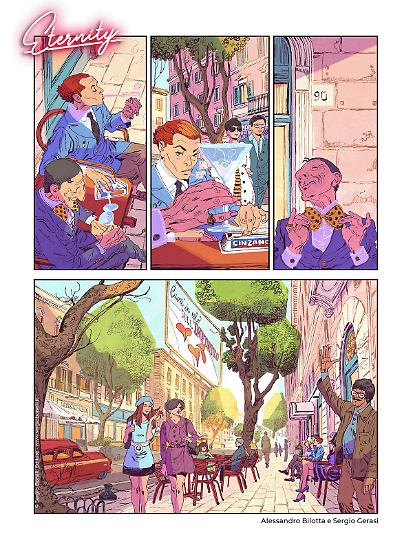 Una tavola di Eternity di Alessandro Bilotta alla sceneggiatura e Sergio Gerasi alle chine.