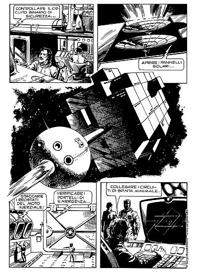 Una tavola di Luigi Corteggi da "L'astronave perduta", Le Storie 119. Testi di Giorgio Pezzin.
