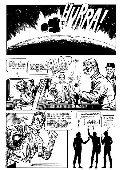 Una tavola di Luigi Corteggi da "L'astronave perduta", Le Storie 119. Testi di Giorgio Pezzin.