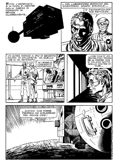 Una tavola di Luigi Corteggi da "L'astronave perduta", Le Storie 119. Testi di Giorgio Pezzin.
