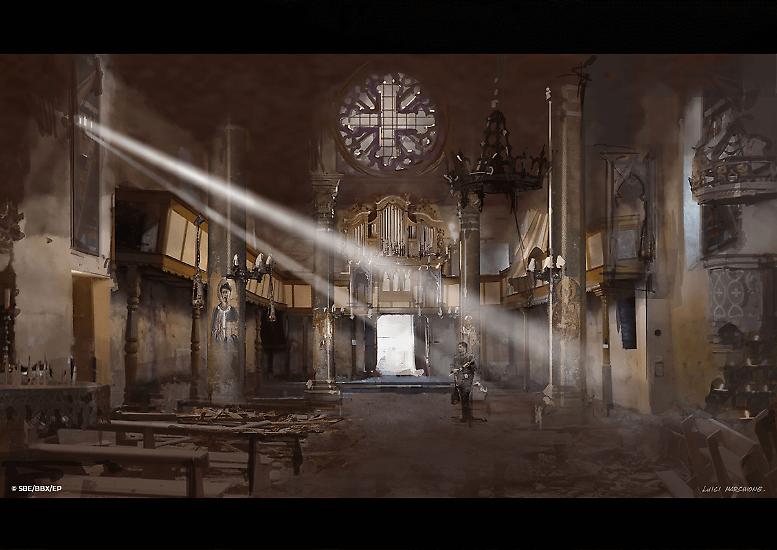 Un disegno di Luigi Marchione per una delle scenografie di "Dampyr".