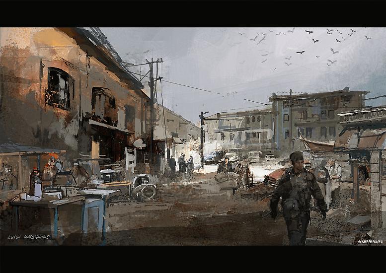 Un disegno di Luigi Marchione per una delle scenografie di "Dampyr".