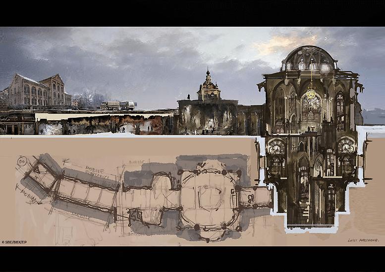 Un disegno di Luigi Marchione per una delle scenografie di "Dampyr".
