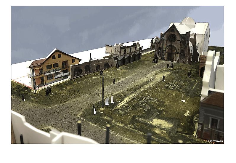 Un modellino creato da Luigi Marchione che riproduce la piazza principale di Yorvolak in "Dampyr".