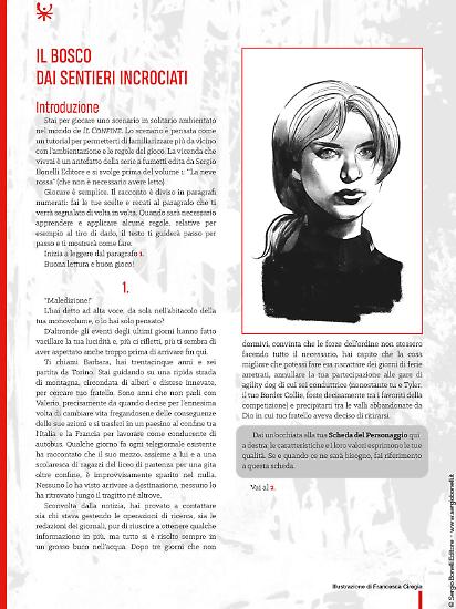 La prima pagina dell'avventura in solitario contenuta nel volume Il Confine - Gioco di ruolo.