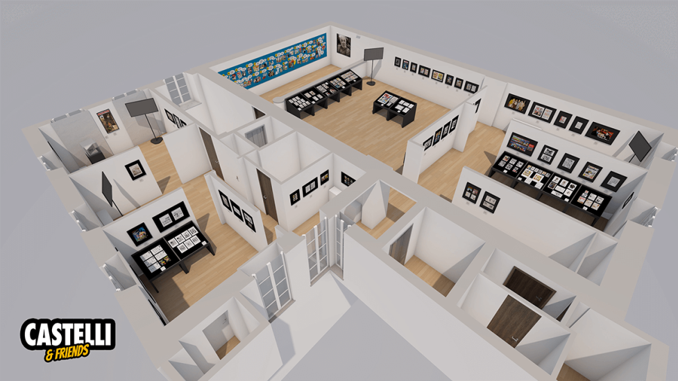 Volete avere un'idea di com'è allestita la mostra? Ecco i rendering 3D!