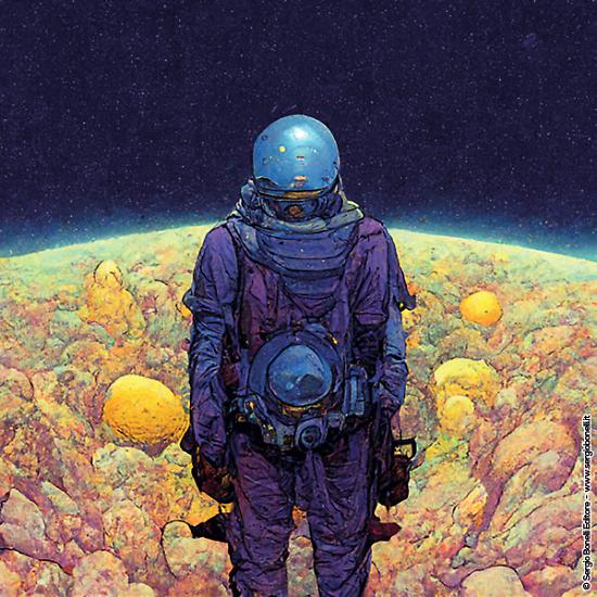 La copertina di Sergio Giardo & Midjourney per Nathan Never 379 Variant nello stile di Moebius.