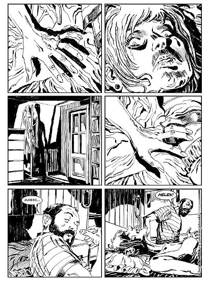 Una tavola di Sergio Gerasi da "Non confragore...". Soggetto di Claudio Lanzoni, sceneggiatura di Barbara Baraldi.